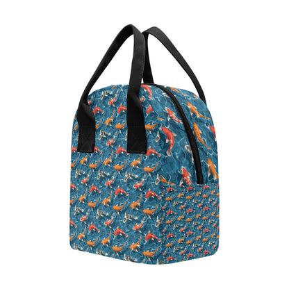 Koi Carp Water Design Themed Print Insulated Lunch Bag
