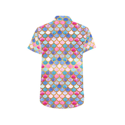 Scales Print Design LKS401 Men Short Sleeve Button Up Shirt