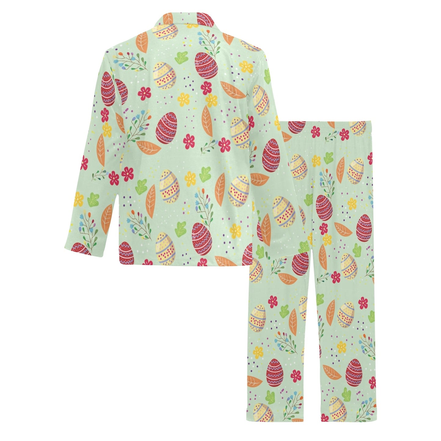 Easter Eggs Pattern Print Design RB07 Men's Long Pajama Set