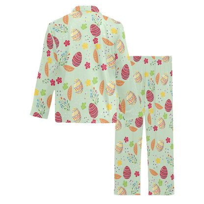 Easter Eggs Pattern Print Design RB07 Men's Long Pajama Set