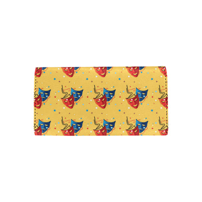 Acting Mask Pattern Print Design 02 Women's Trifold Wallet