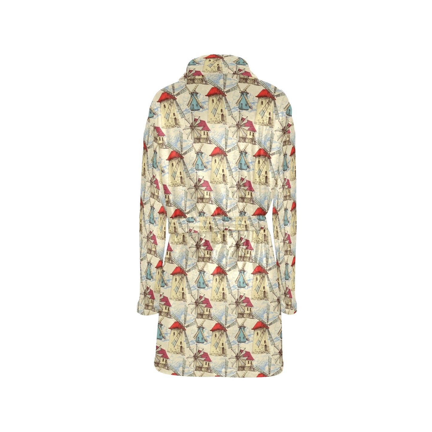 Windmill Pattern Print Design 01 Women's Fleece Robe
