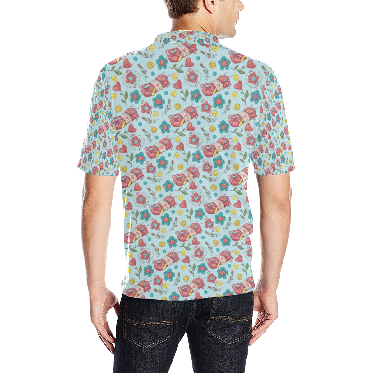 Crochet Pattern Print Design 01 Men Polo Shirt
