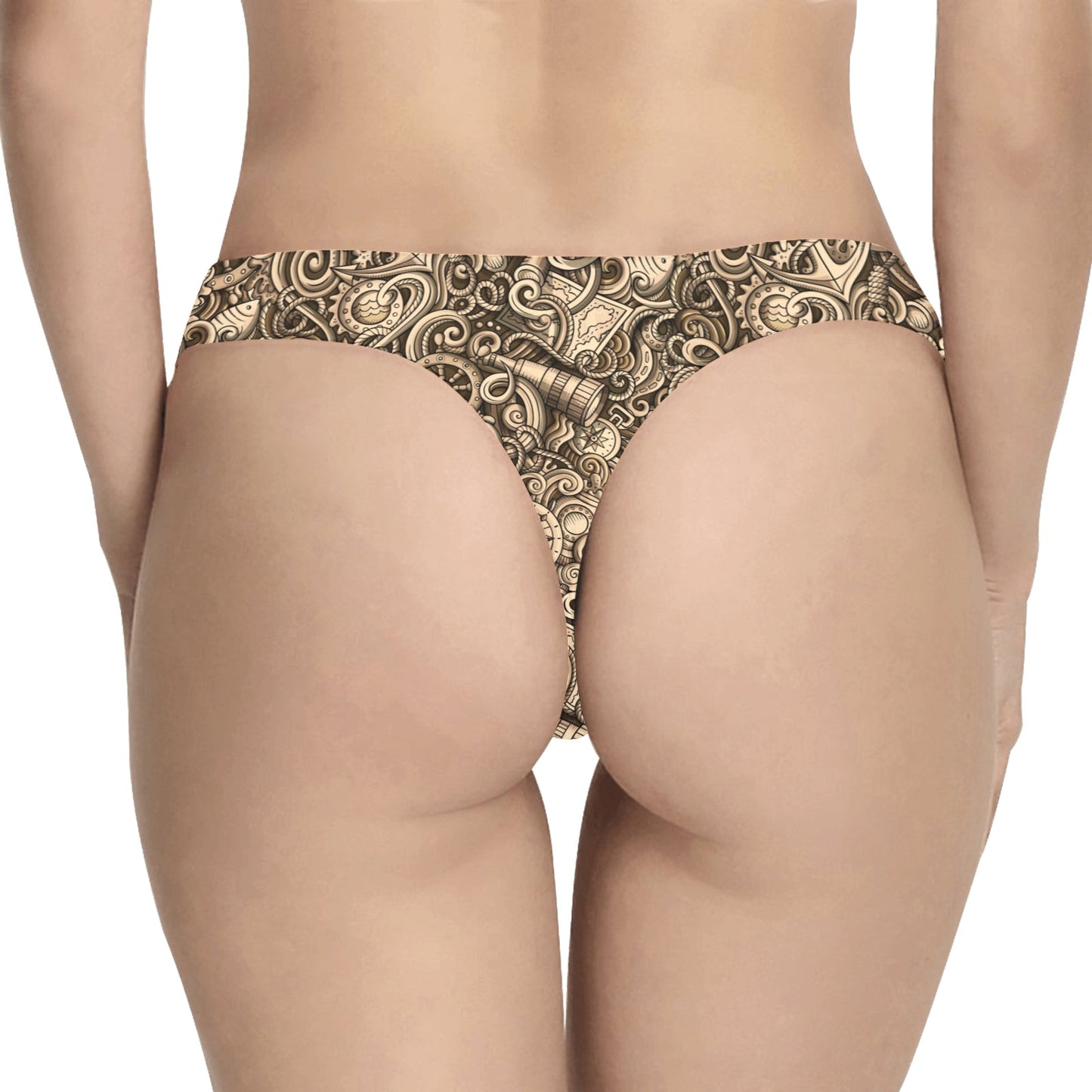 Nautical Tattoo Design Themed Print Women's Thongs