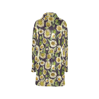 Daisy Vintage Print Pattern Women's Fleece Robe
