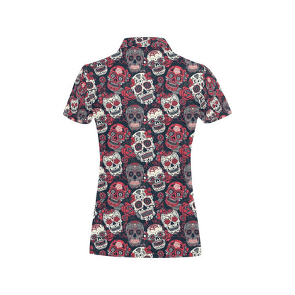 Sugar Skull Print Design LKS303 Women's Polo Shirt