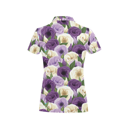 Lisianthus Pattern Print Design LT01 Women's Polo Shirt