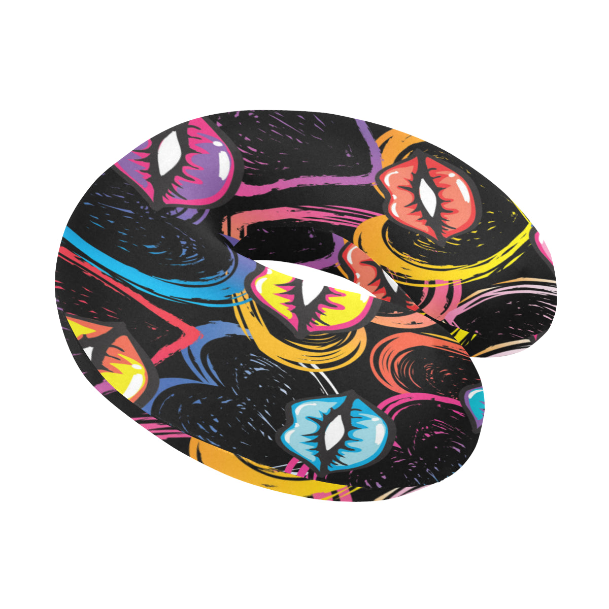 Pop Art Lip Pattern Print Design A03 U-Shaped Travel Neck Pillow