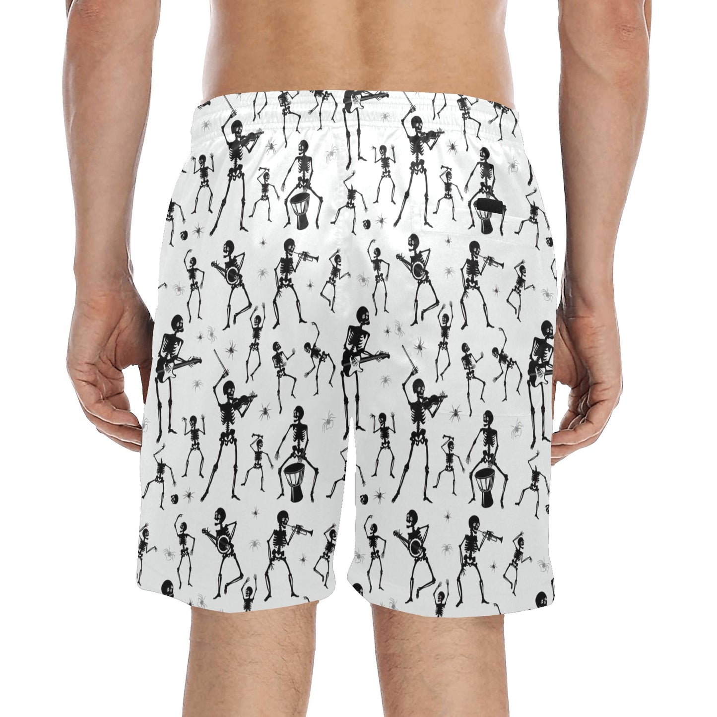 Skeleton Music Player Print Design LKS303 Men's Swim Trunks Beach Shorts