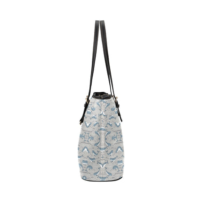 Narwhal Pattern Print Leather Tote Bag