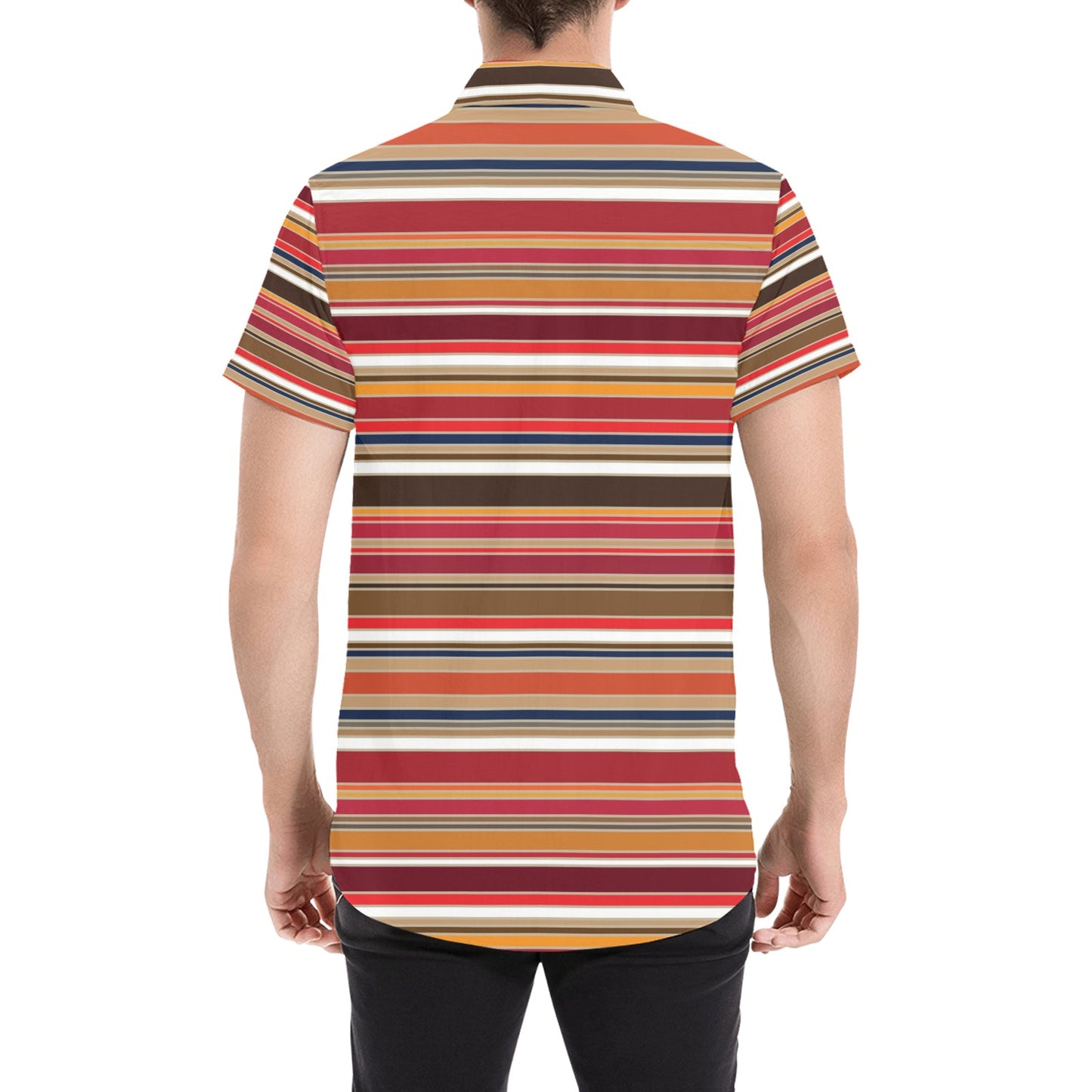 Serape Print Design LKS301 Men Short Sleeve Button Up Shirt