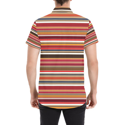 Serape Print Design LKS301 Men Short Sleeve Button Up Shirt