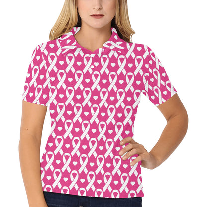 Breast cancer Pattern Print Design 05 Women's Polo Shirt