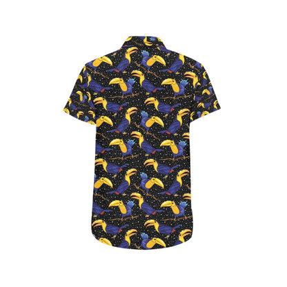 Toucan Print Design LKS307 Men Short Sleeve Button Up Shirt