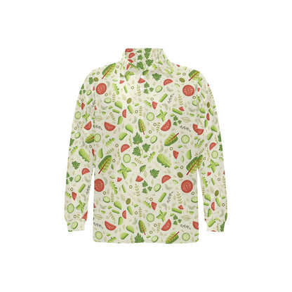 Salad Vegetable Print Design LKS302 Long Sleeve Polo Shirt For Men's