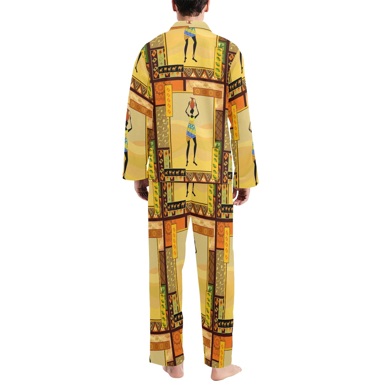 African Girl Design Men's Long Pajama Set