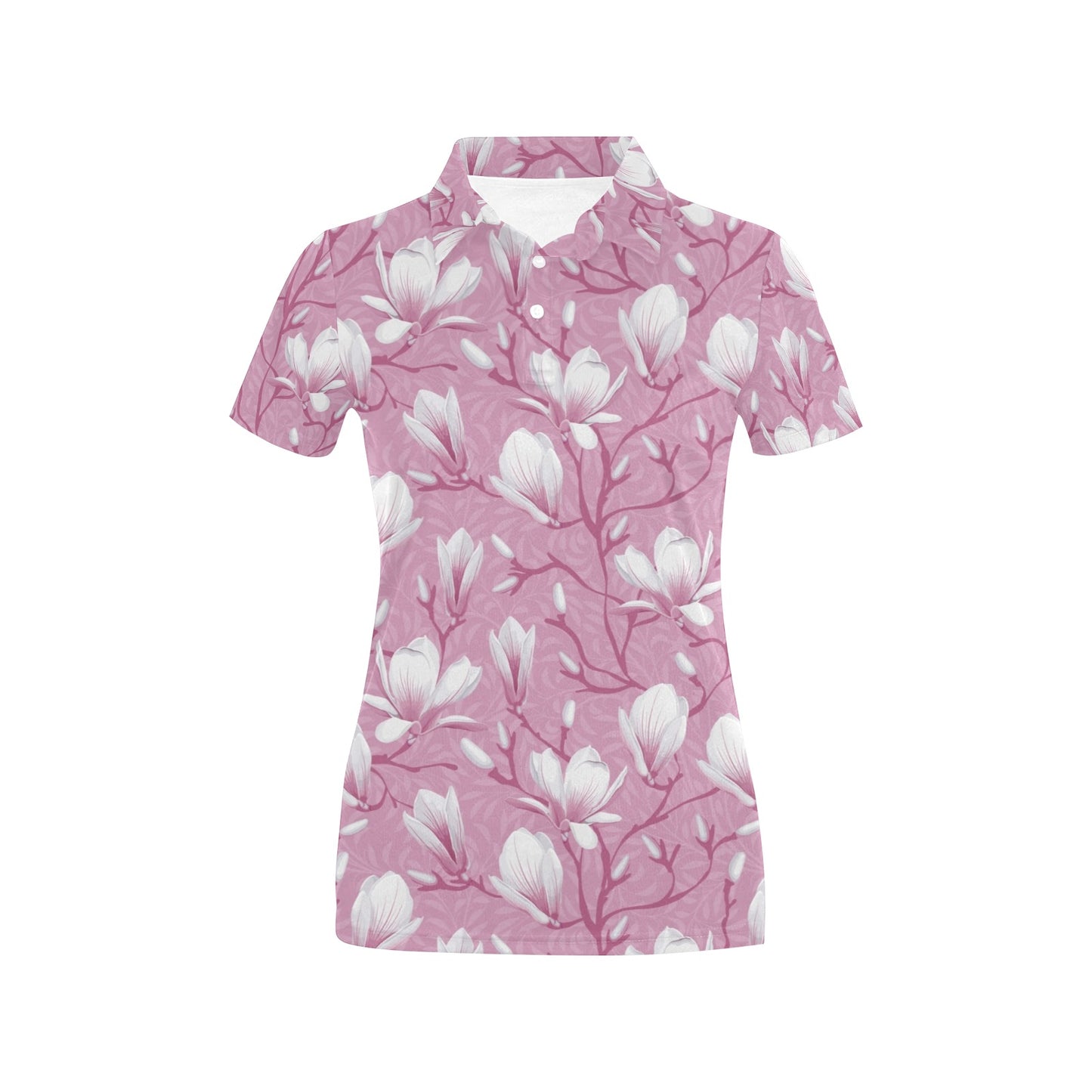 Magnolia Pattern Print Design MAG05 Women's Polo Shirt