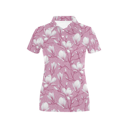 Magnolia Pattern Print Design MAG05 Women's Polo Shirt