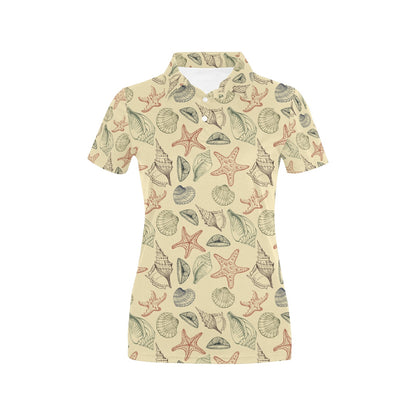 Seashell Print Design LKS305 Women's Polo Shirt