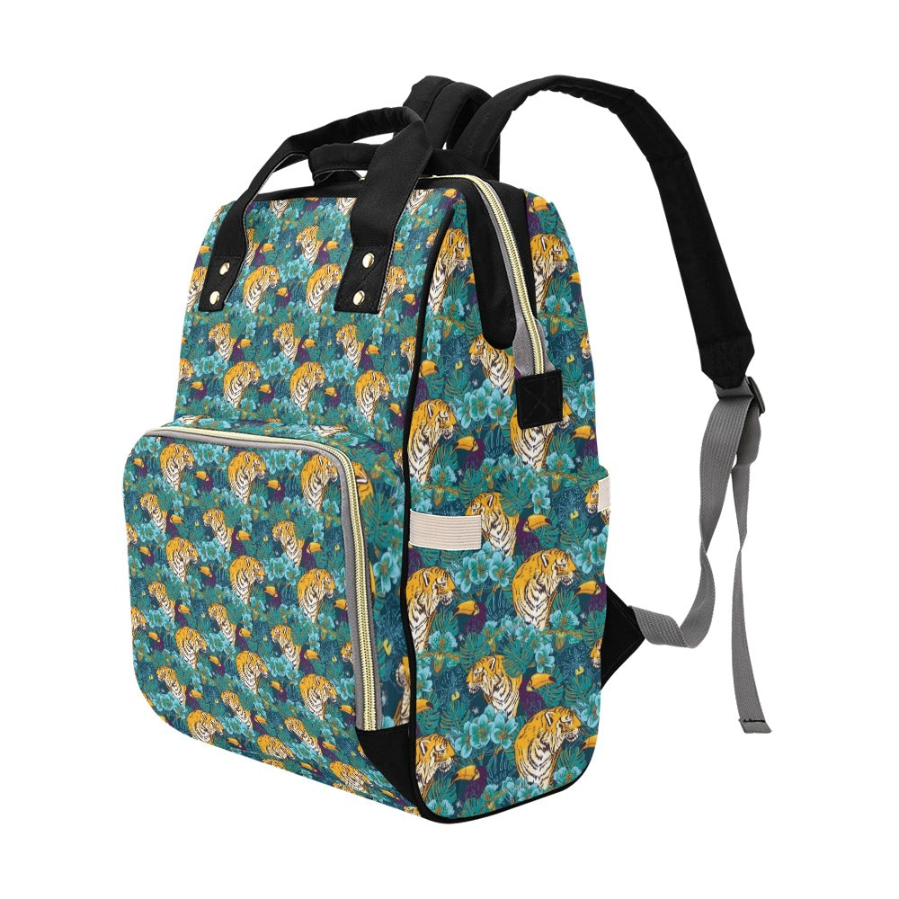 Tiger Tropical Print Design LKS301 Diaper Bag Backpack