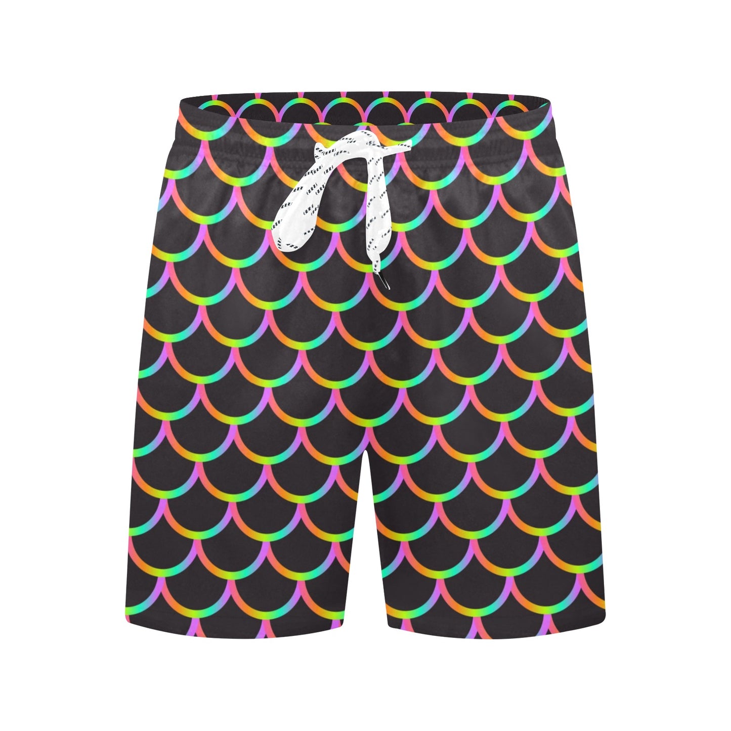 Mermaid Tail Rainbow Design Print Men's Swim Trunks Beach Shorts