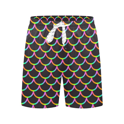 Mermaid Tail Rainbow Design Print Men's Swim Trunks Beach Shorts