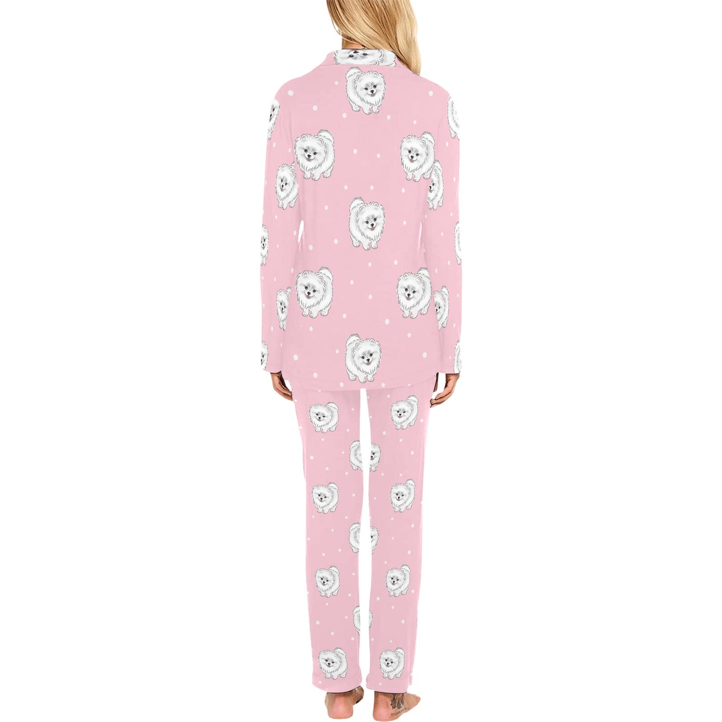 Pomeranians Pattern Print Design A02 Women's Long Pajama Set