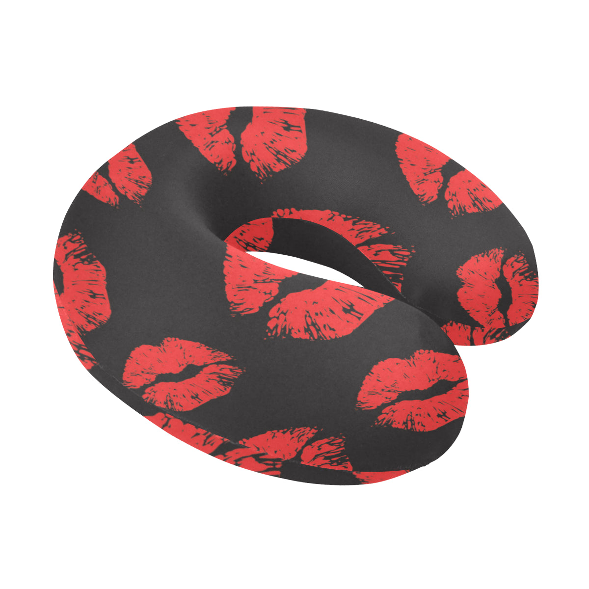 Lip Red Pattern Print Design 02 U-Shaped Travel Neck Pillow