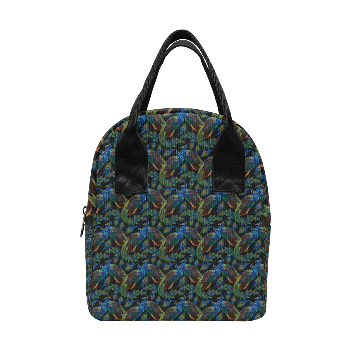 Peacock Themed Design Print Insulated Lunch Bag