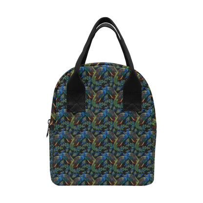 Peacock Themed Design Print Insulated Lunch Bag