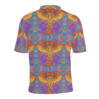 Gold Elephant Indian Men Polo Shirt
