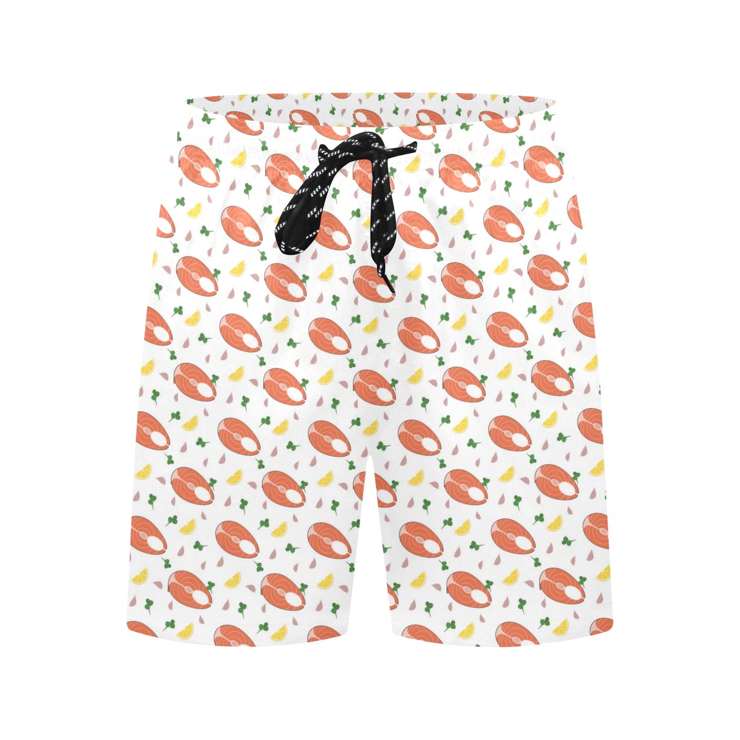 Salmon Steak Print Design LKS303 Men's Swim Trunks Beach Shorts