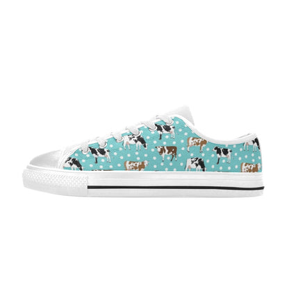 Cattle Print Design LKS405 Women's White Low Top Shoes