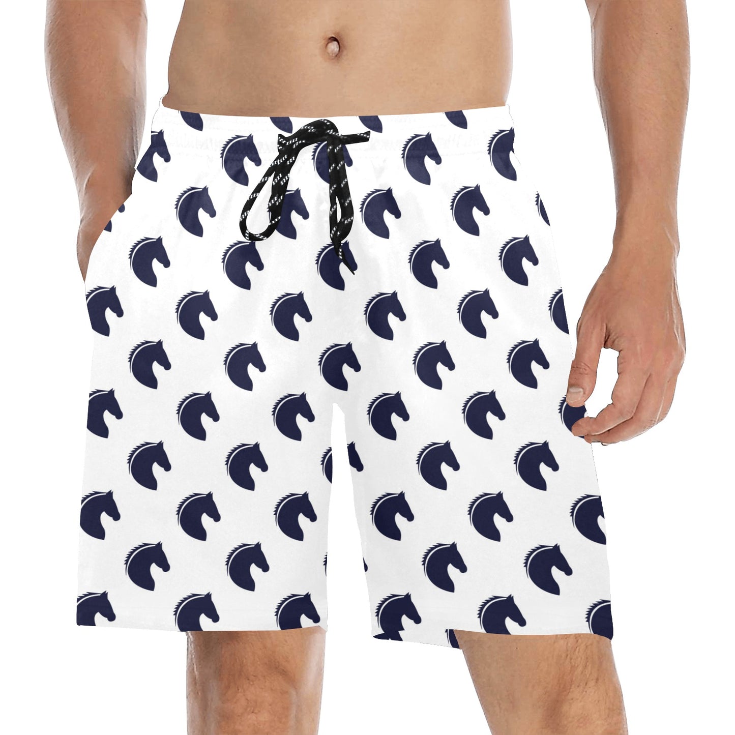 Horse Head Print Design LKS303 Men's Swim Trunks Beach Shorts