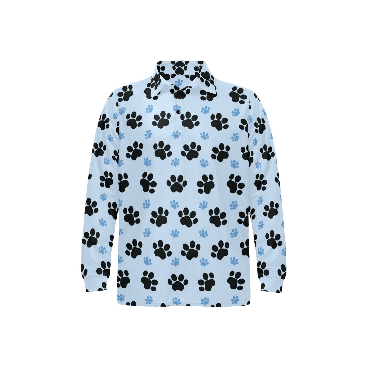 Paw Pattern Print Design A04 Long Sleeve Polo Shirt For Men's