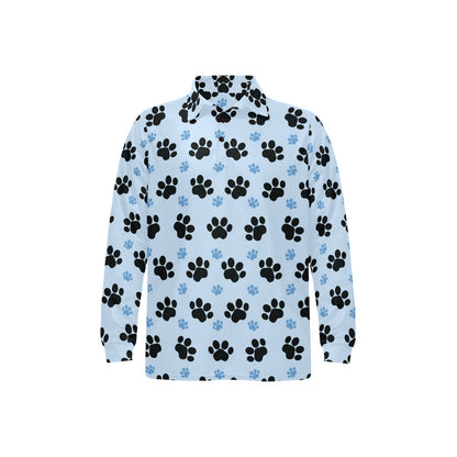 Paw Pattern Print Design A04 Long Sleeve Polo Shirt For Men's