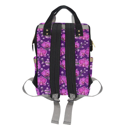 Orchid Purple Pattern Print Design OR02 Diaper Bag Backpack