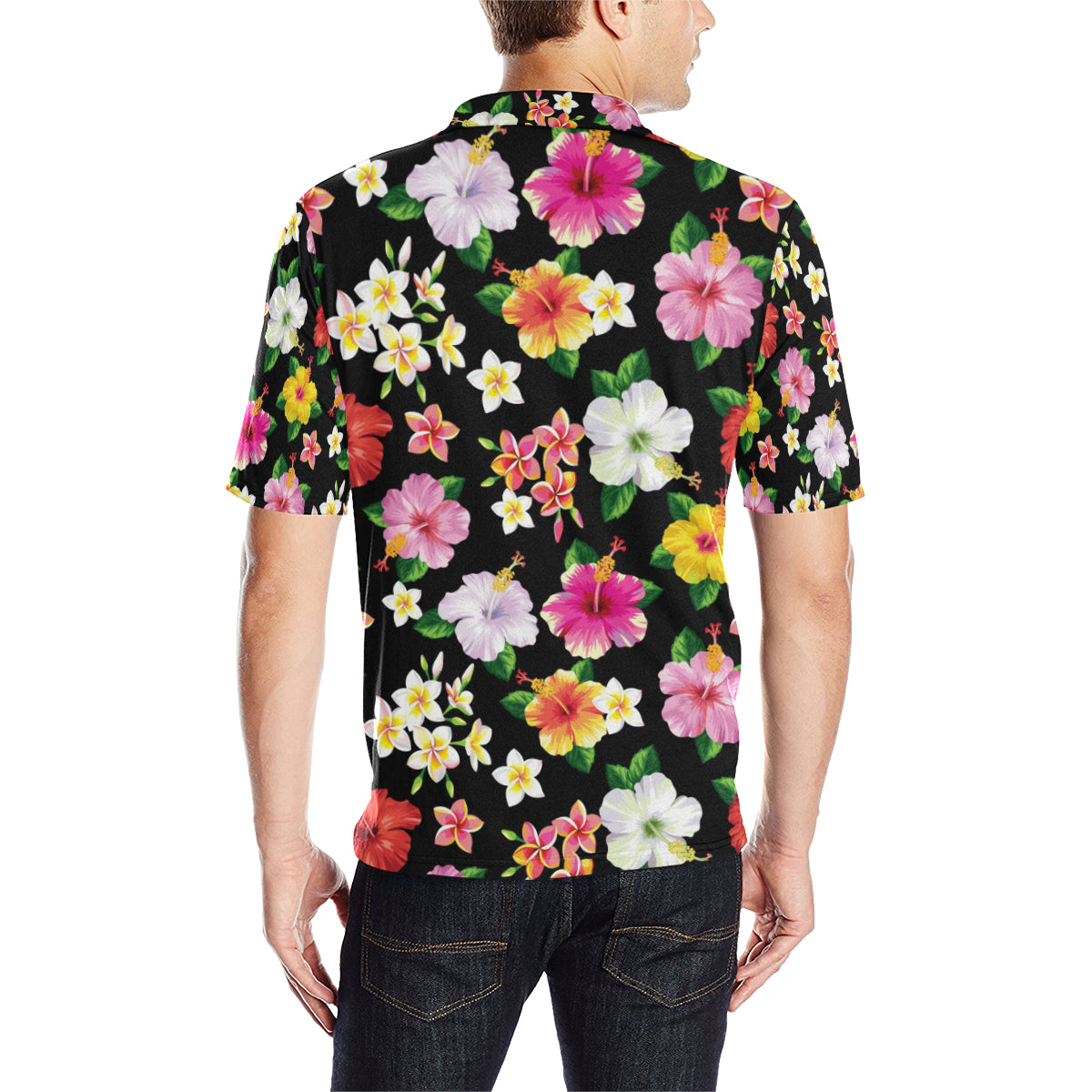 Hibiscus Pattern Print Design HB025 Men Polo Shirt