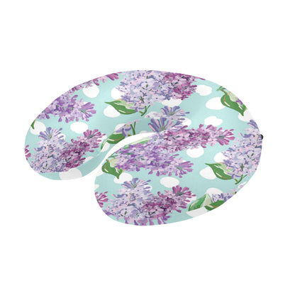 Lilac Pattern Print Design 02 U-Shaped Travel Neck Pillow