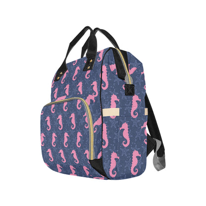 SeaHorse Pink Pattern Print Design 02 Diaper Bag Backpack