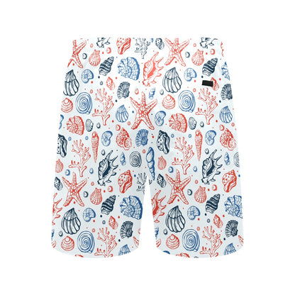 Seashell Print Design LKS307 Men's Swim Trunks Beach Shorts