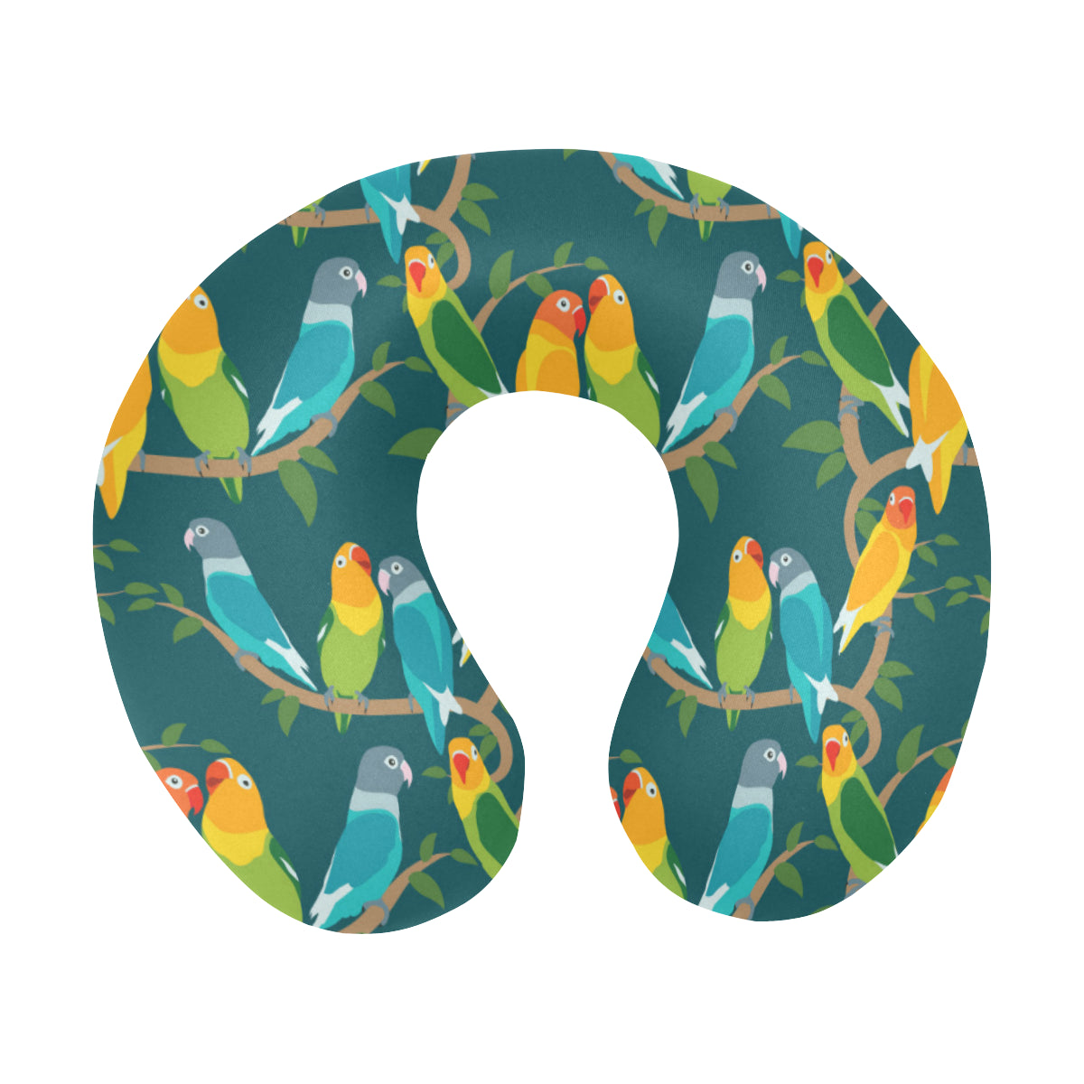 Lovebird Pattern Print Design 02 U-Shaped Travel Neck Pillow