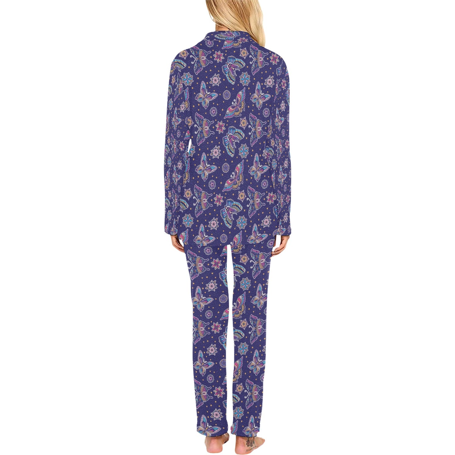 Butterfly Print Design LKS303 Women's Long Pajama Set