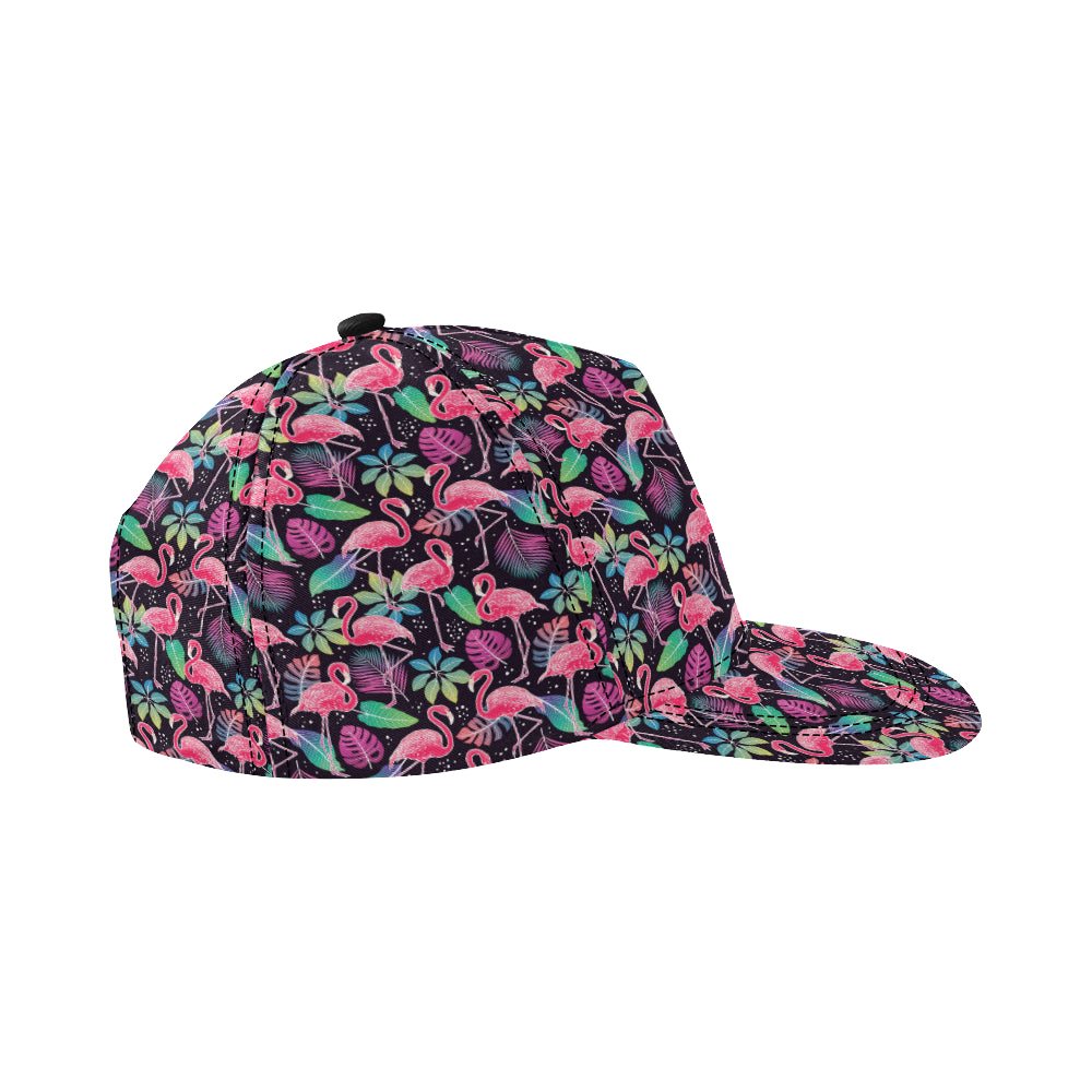 Flamingo Tropical leaves Neon Print Snapback Cap