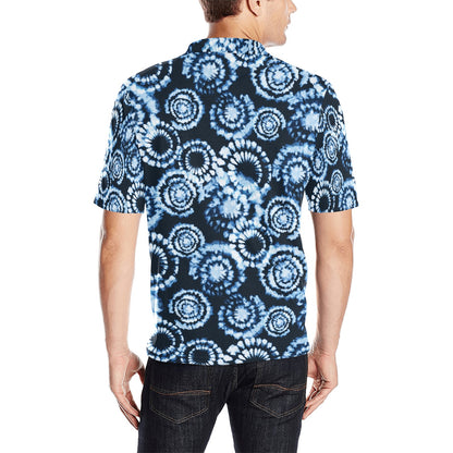 Tie Dye Dark Blue Print Design LKS306 Men Polo Shirt