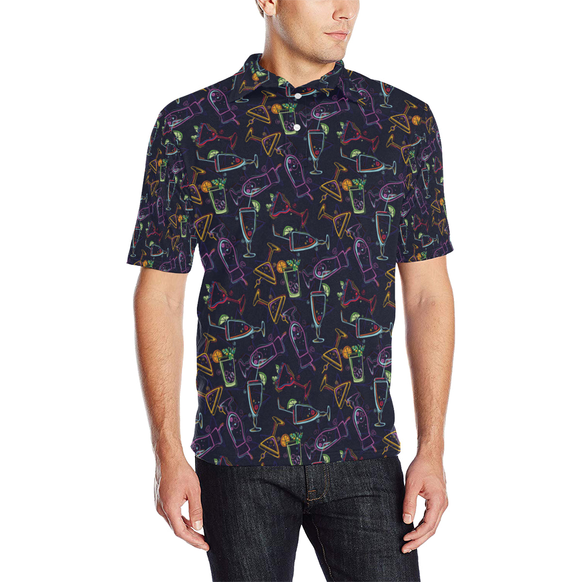 Cocktail Pattern Print Design 04 Men Polo Shirt