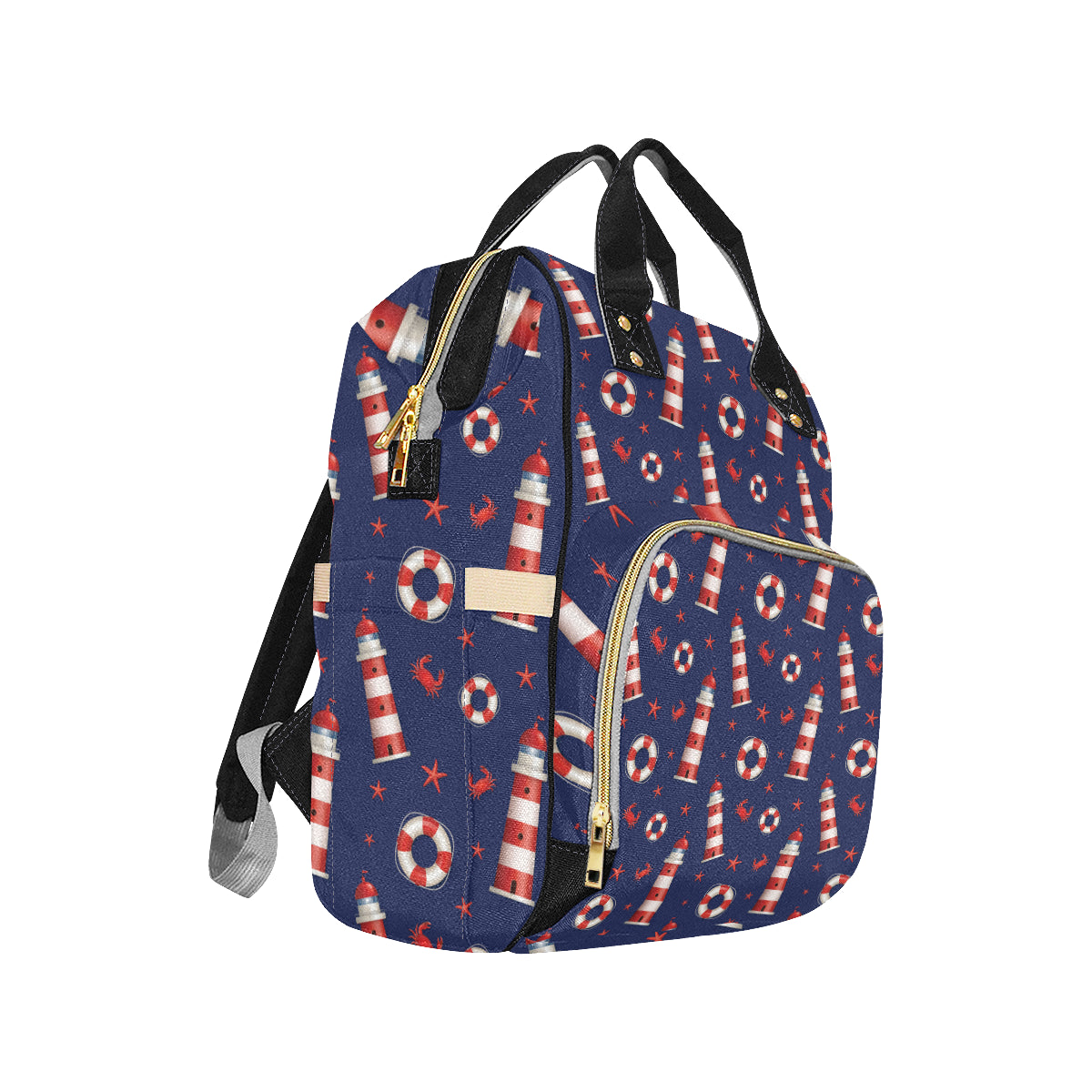 Nautical Pattern Print Design A03 Diaper Bag Backpack
