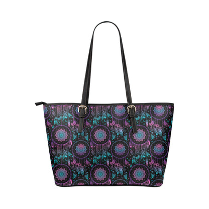 Dream catcher boho mandala Leather Tote Bag