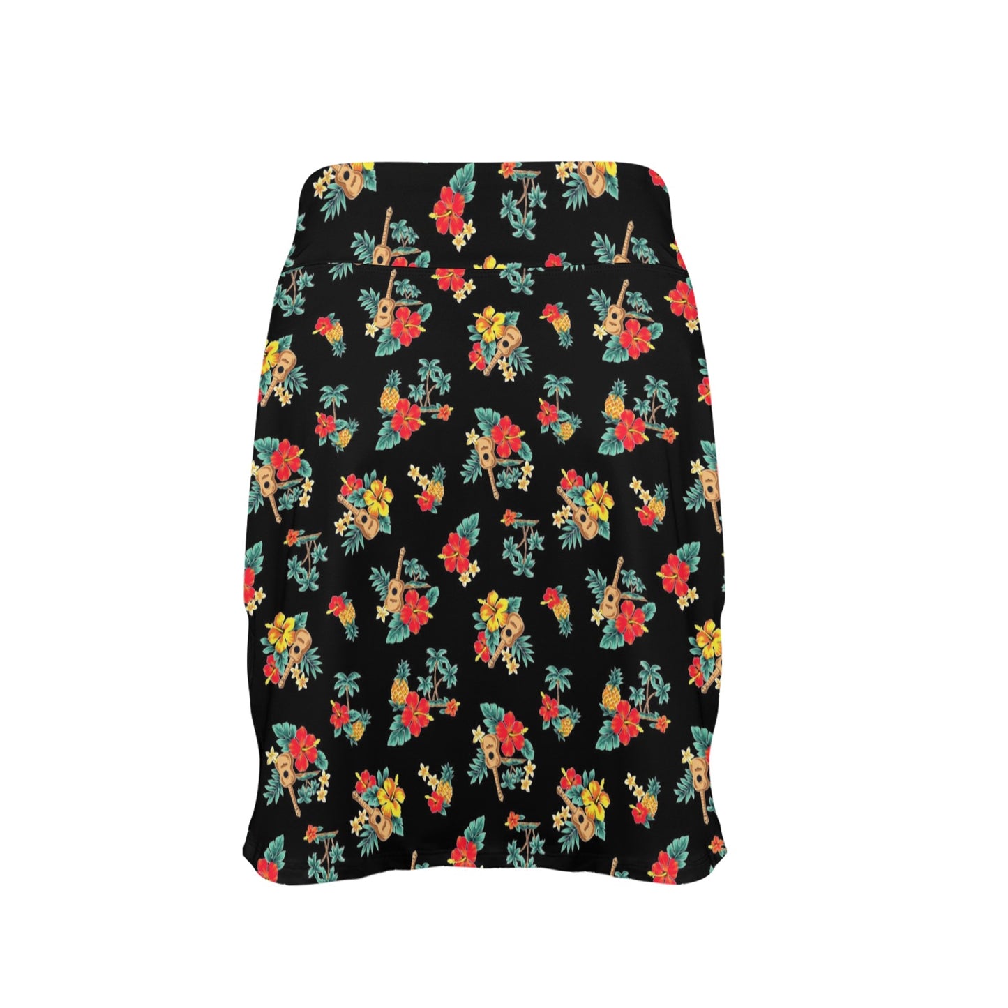 Hawaiian Flower Themed Print 17" Golf & Pickleball Skort with Pockets