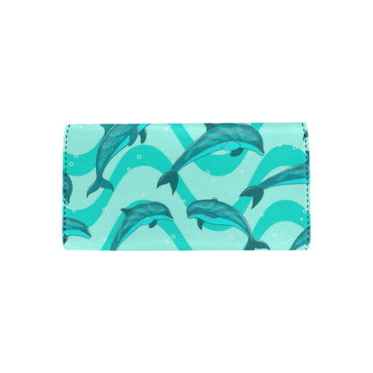 Dolphin Wave Print Women's Trifold Wallet